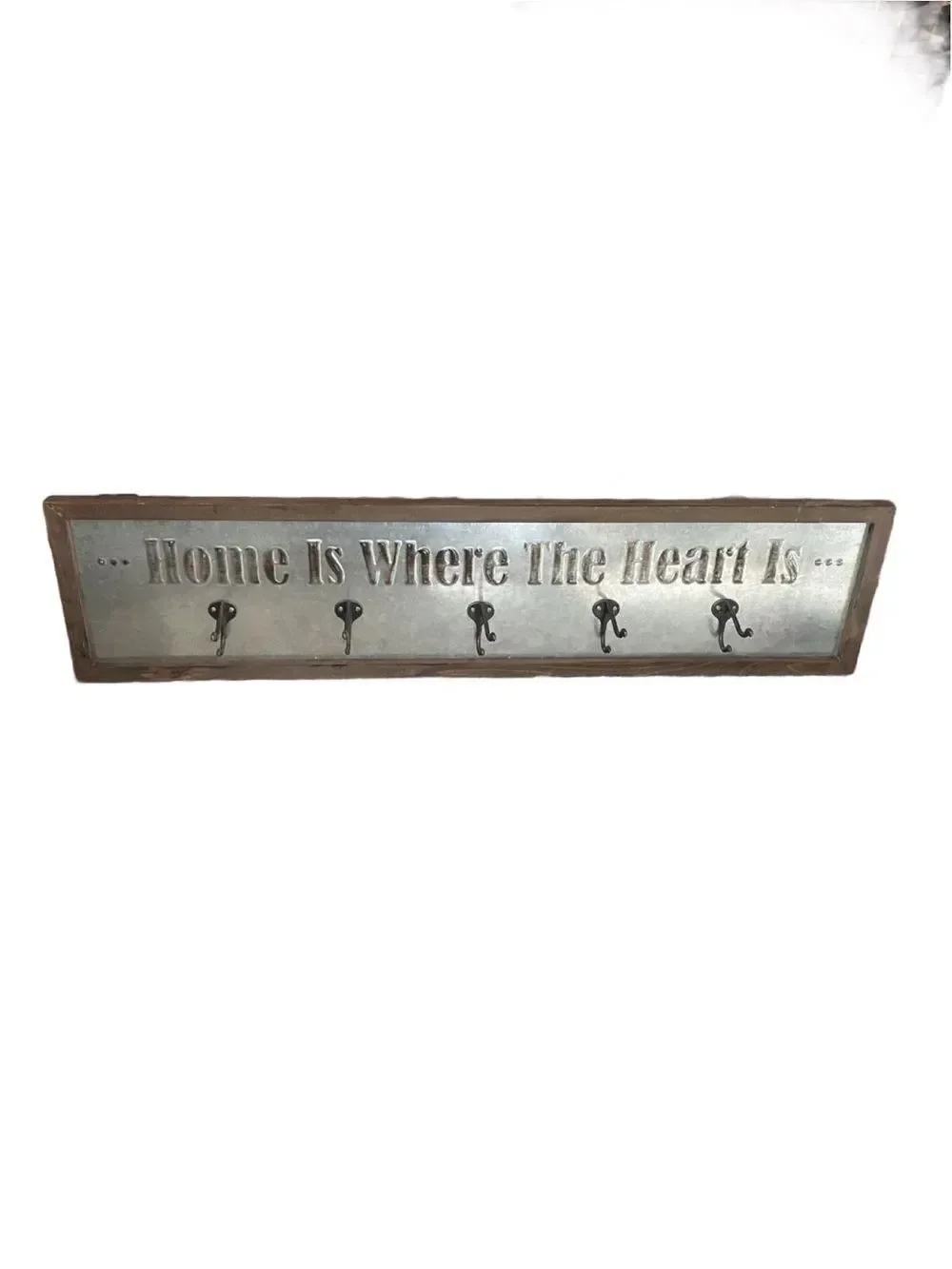 Element 'Home Is Where The Heart Is' Metal and Wood Hook Rack - Brown & Silver